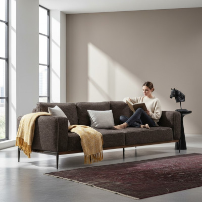 Four-seater sofa 4-seater fabric sofas modern design living room grey