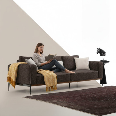 Three-seater sofa 3-seater fabric modern sofa design living room gray