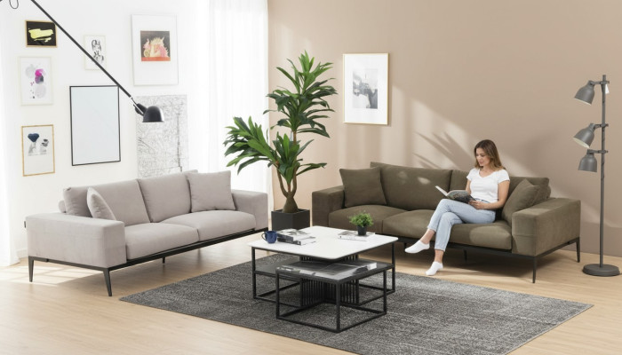 3-Piece Sofa Set 3 Seater Sofa Set Grey Sofas Modern Group Set New