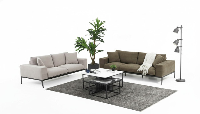 3-Piece Sofa Set 3 Seater Sofa Set Grey Sofas Modern Group Set New