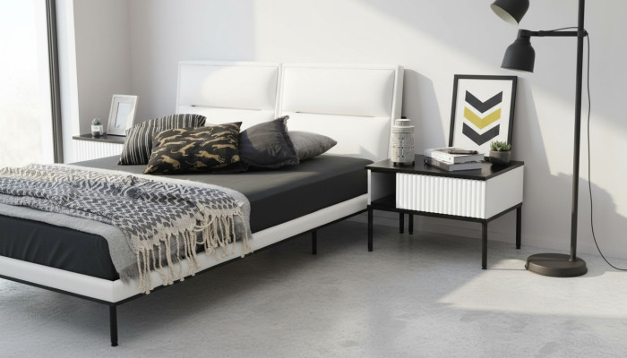 Bedside table small nightstand wood modern table white bedroom design