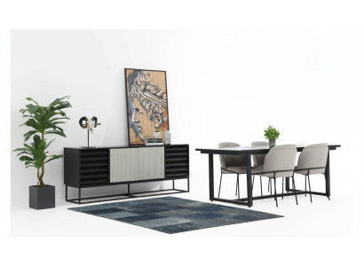 Dining nook dining group dining room dining table chairs 6-piece wood black set new