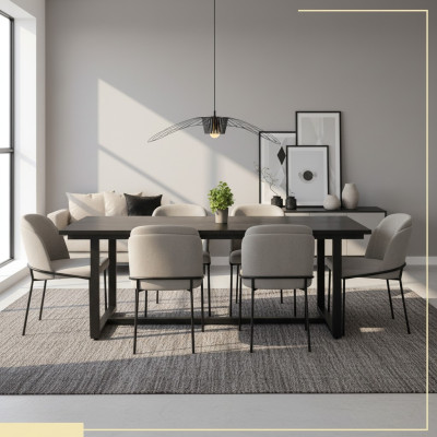 Dining corner Dining set Dining room Dining table Chairs 7-piece Wood Gray Set New