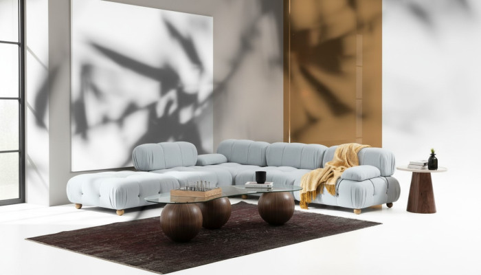 Corner sofa fabric living room sofas corner gray modern polyester design