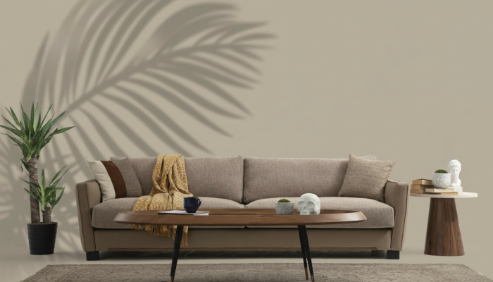 Sofa 4 seater four-seater modern fabric beige sofas design living room