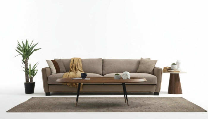 Sofa 4 seater four-seater modern fabric beige sofas design living room