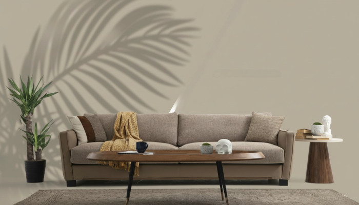 3-seater sofa, modern fabric, beige sofas, design, living room