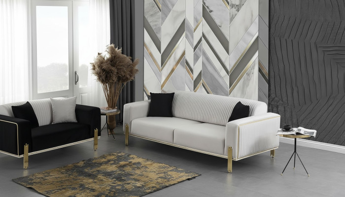 White three-seater sofa modern couch upholstered furniture living room furniture new