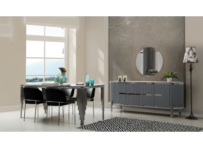 Gray dining room table luxury dining set dining table chairs sideboard 6-piece