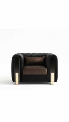 Black armchair wing chair luxury design living room single-seater modern