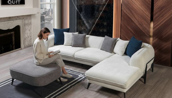 White corner sofa L-shaped couch living room couches sofas modern sofas