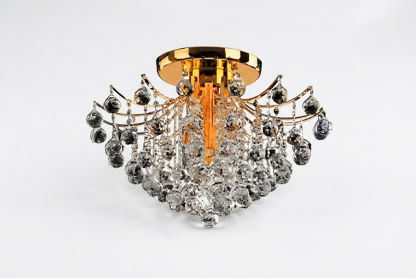 Golden decorative chandelier ceiling light crystal fixture luxury lamp