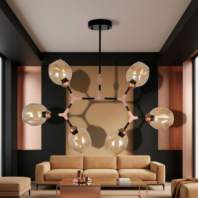 Ceiling lamp chandelier modern glass beige new