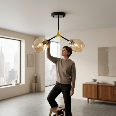 Lamps, chandeliers, ceiling lights, crystal light fixtures, ceiling lamp, glass, gold, modern