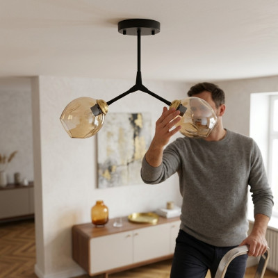 Ceiling chandelier chandelier ceiling lamp glass modern gold