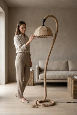 Floor lamp, Standing lamp, Stand, Luxury, Lights, Lamps, Lamp, Beige, Rope, New
