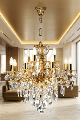 Luxury Ceiling Chandelier Crystal Gold Ceiling Lamp