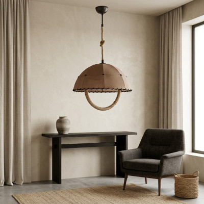 Ceiling lamp, chandelier, candelabra, chandelier lamp, beige modern rope.