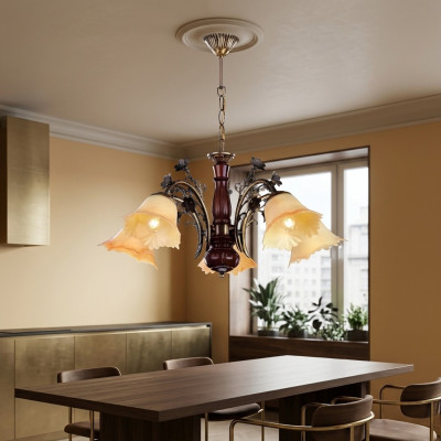 Ceiling lamp flowers chandelier lamp glass beige