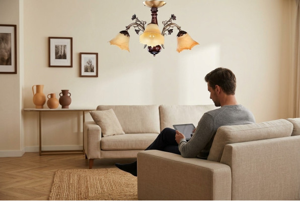 Ceiling lamp flowers ceiling chandelier chandelier lamp glass brown