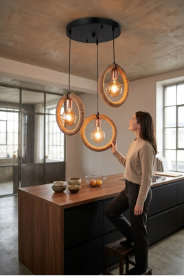 Chandelier Ceiling Light Lamp Glass Brown Modern