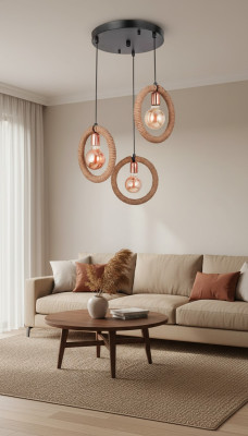 Chandelier Ceiling Light Lamp Glass Brown Modern