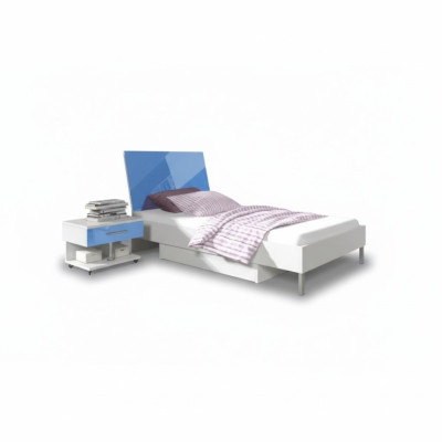 Bed + Nightstand - Children's Bedroom Furniture Beds Blue 2-piece Set New