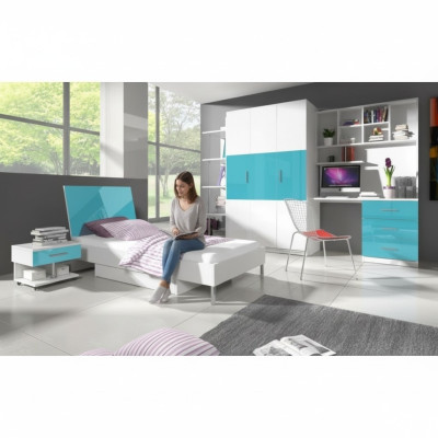 Bed + Nightstand - Bedroom Furniture Children's Room Beds Blue 2-piece Set New