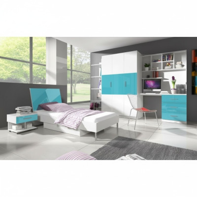 Bed + Nightstand - Bedroom Furniture Children's Room Beds Blue 2-piece Set New