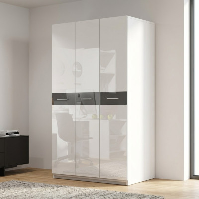 Wardrobe Wardrobes Closet High Gloss Closets Children's Room Grey New