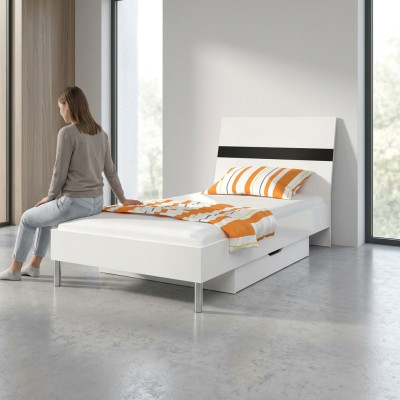 Beds Wood Design Single Bed High Gloss Single Children's Room Bed Boy Black
