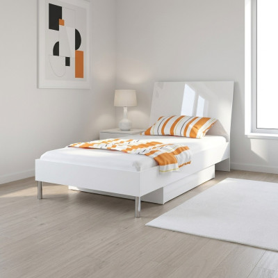 Beds White Wood Design Single Bed High Gloss Single Children's Room Bed Girl