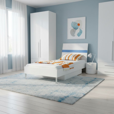 Beds Blue Wood Design Single Bed High Gloss Single Children's Room Bed Girls
