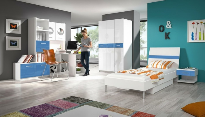 Children's room set table bed wardrobe dresser 5-piece complete youth room