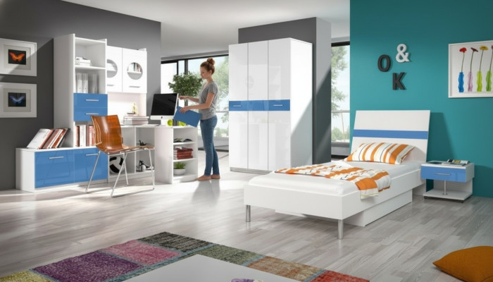 Wardrobe for youth room shelf bookcase furniture blue shelf bookshelf single unit