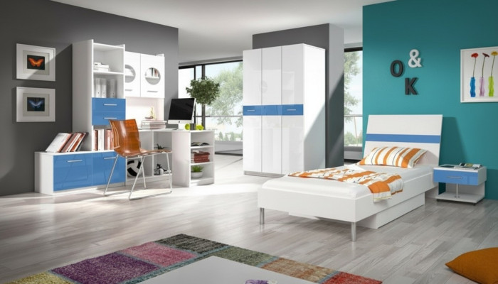 Wardrobe for youth room shelf bookcase furniture blue shelf bookshelf single unit