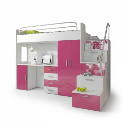 Bunk bed pink table cabinet multifunctional loft bed children's room