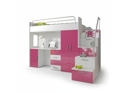 Bunk bed pink table cabinet multifunctional loft bed children's room