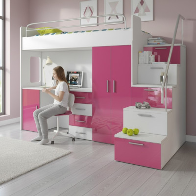 Bunk bed loft bed bed children's bed youth bed high bed pink children's room