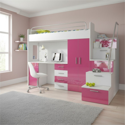 Bunk bed loft bed bed children's bed youth bed high bed pink children's room