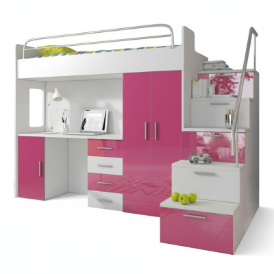 Bunk bed loft bed bed children's bed youth bed high bed pink children's room