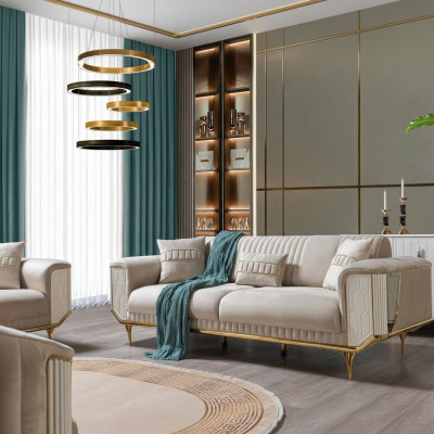 Upholstered Designer Furniture Three-Seater Sofa 3-Seater Sofas Luxury Textile