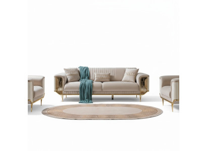 Upholstered Designer Furniture Three-Seater Sofa 3-Seater Sofas Luxury Textile