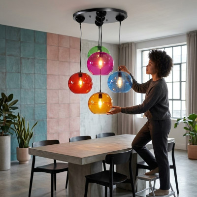 Design chandelier ceiling lamps modern silver wall lamp colorful chandelier