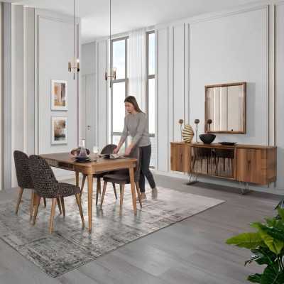 Complete Sets Dining Room Set Dining Table 6x Chair Suite Table Group 7-piece Set