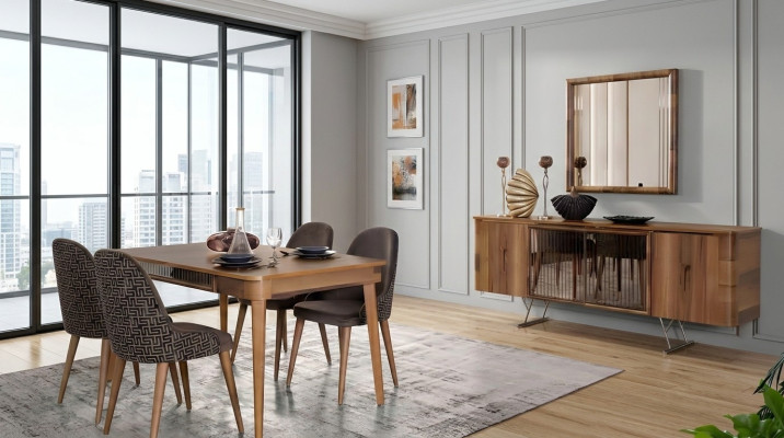Complete Sets Dining Room Set Dining Table 6x Chair Suite Table Group 7-piece Set