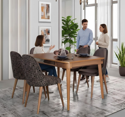 Table Design Chairs 5-piece Dining Room Wood Tables Dining Set Chair Group New