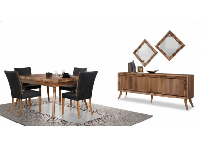 Dining room set, dining table, 4 chairs, sideboard, tables, wood design group, 6-piece set
