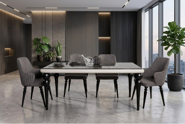 Complete Table Set Dining Table 4x Chairs Dining Room Set Dining Group Wooden Table 5-piece