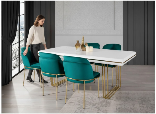 Luxury dining table table dining room tables metal design kitchen table white gold wood